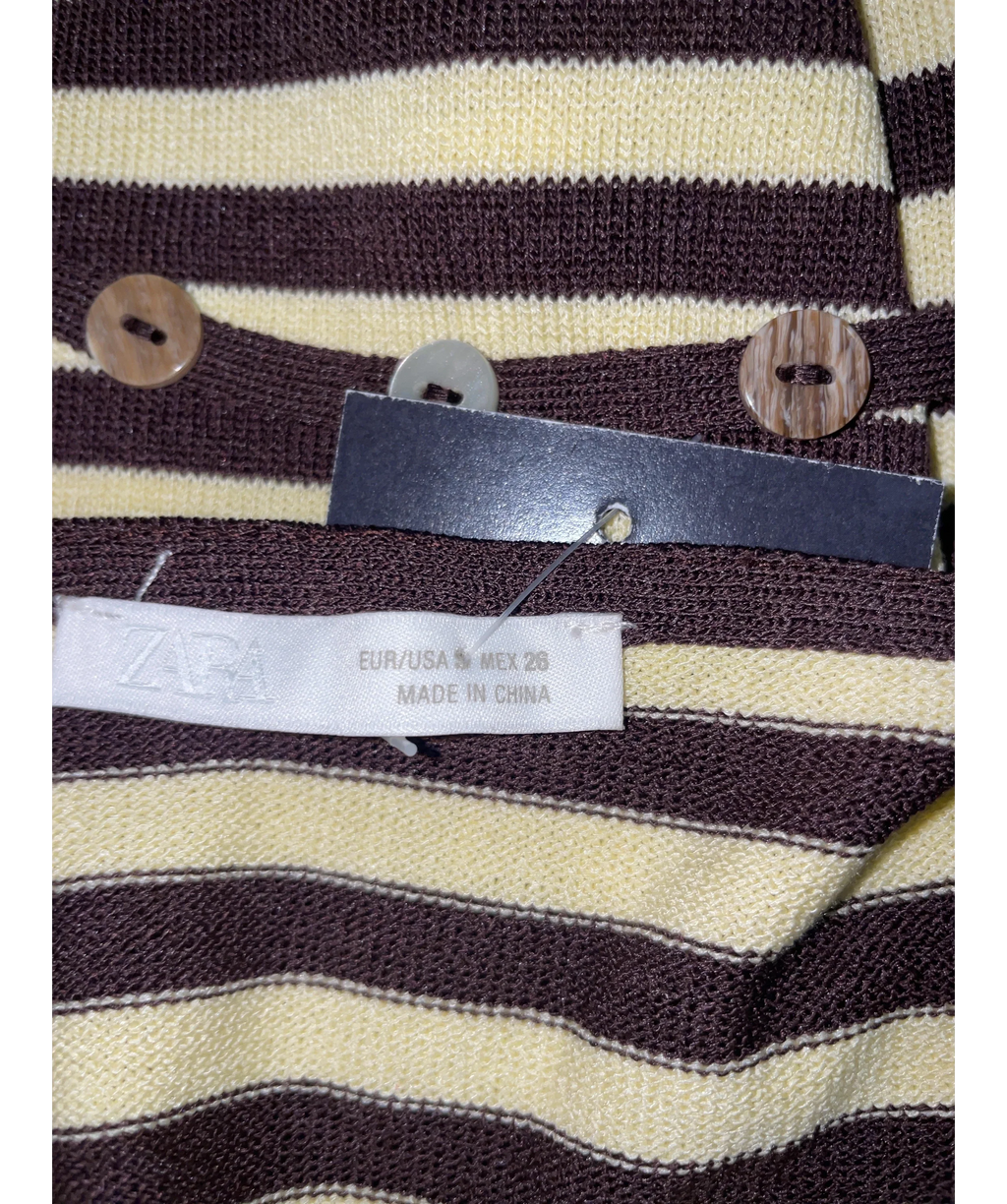 ZARA brown Striped Halterneck Dress with Belt, size UK S — care label