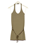 ZARA brown Striped Halterneck Dress with Belt, size UK S — front