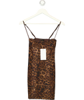 ZARA Brown Animal Print Corsetry-Inspired Tulle Dress, size UK S — front