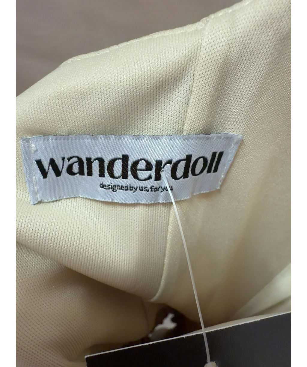 WANDERDOLL Cream Sabrina Tailored Square Neck Side Pleat Mini Dress Cream, size UK XS — detail