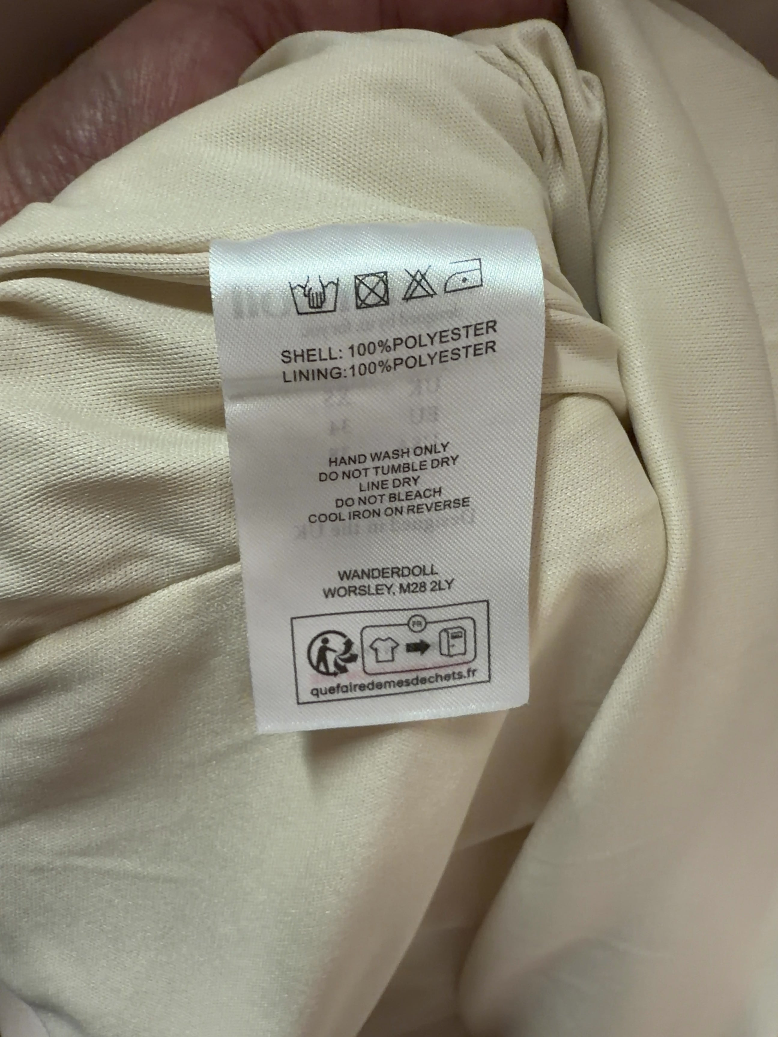 WANDERDOLL Cream Sabrina Tailored Square Neck Side Pleat Mini Dress Cream, size UK XS — label