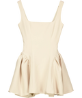 WANDERDOLL Cream Sabrina Tailored Square Neck Side Pleat Mini Dress Cream, size UK XS — front