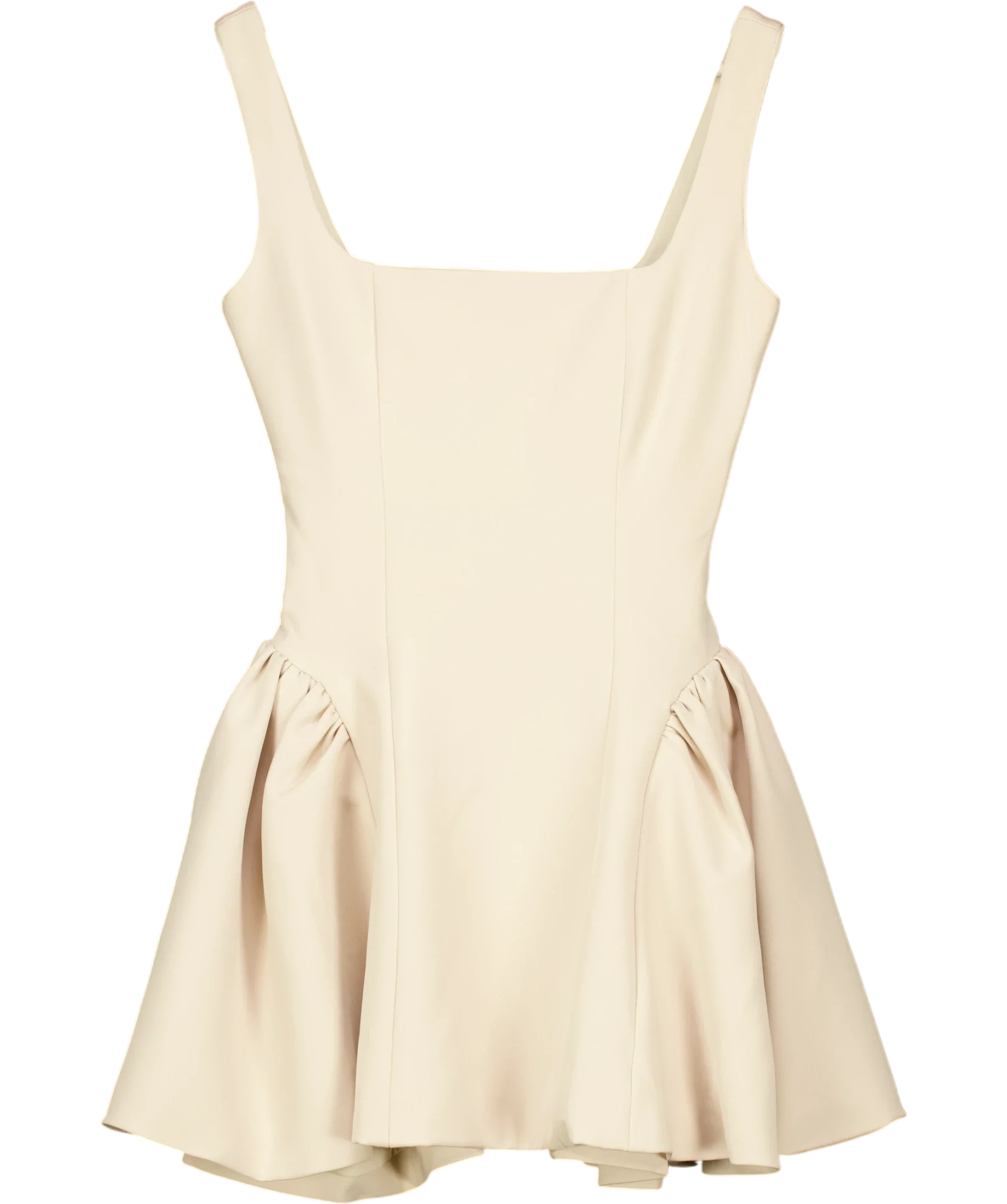 WANDERDOLL Cream Sabrina Tailored Square Neck Side Pleat Mini Dress Cream, size UK XS — front
