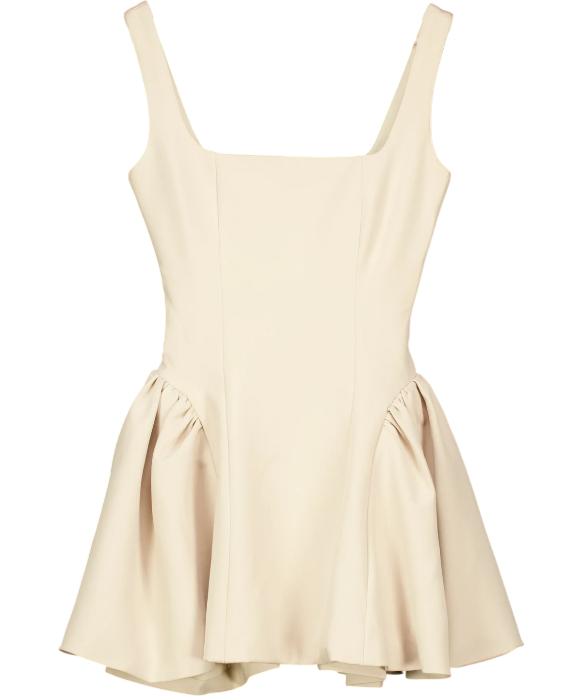 WANDERDOLL Cream Sabrina Tailored Square Neck Side Pleat Mini Dress Cream, size UK XS — front