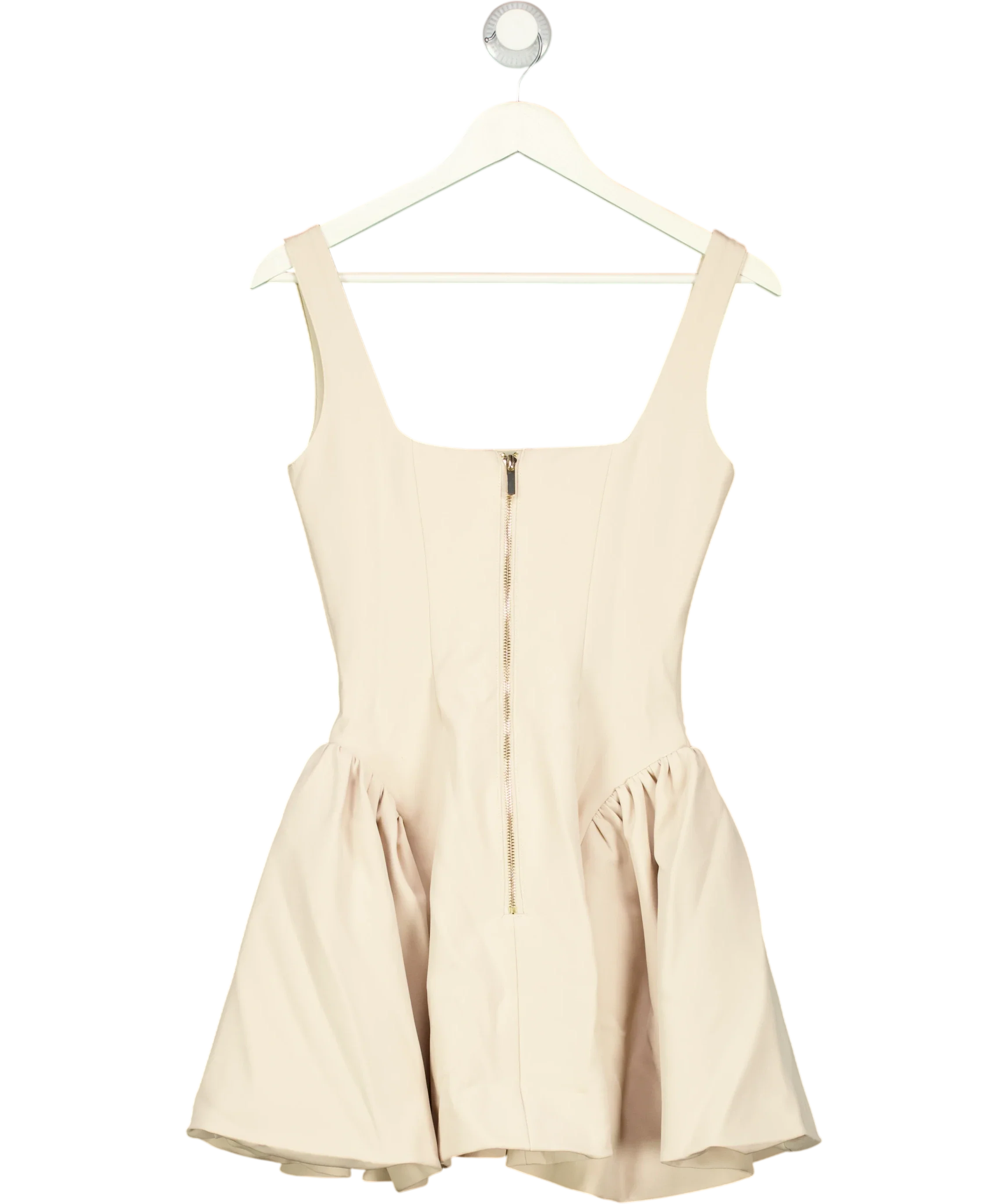 WANDERDOLL Cream Sabrina Tailored Square Neck Side Pleat Mini Dress Cream, size UK XS — back