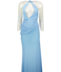 WHITE FOX Blue halter maxi dress, size UK XS — front