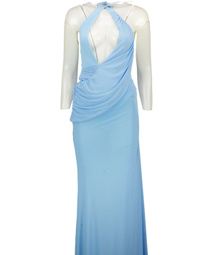 White Fox Halter Maxi Dress Blue Uk Xs