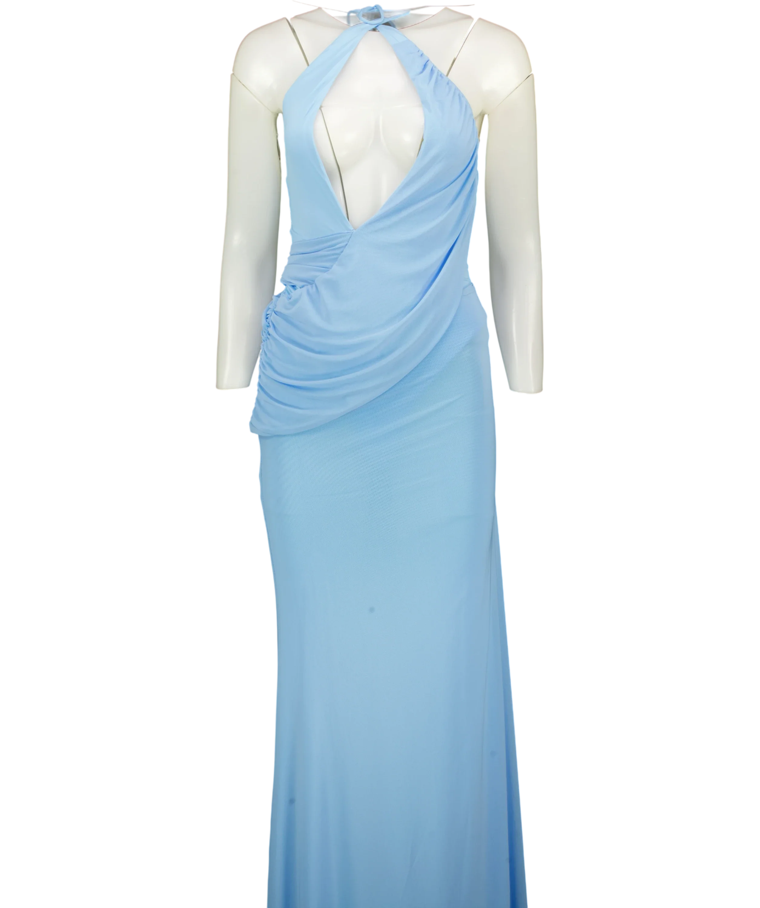 WHITE FOX Blue halter maxi dress, size UK XS — front