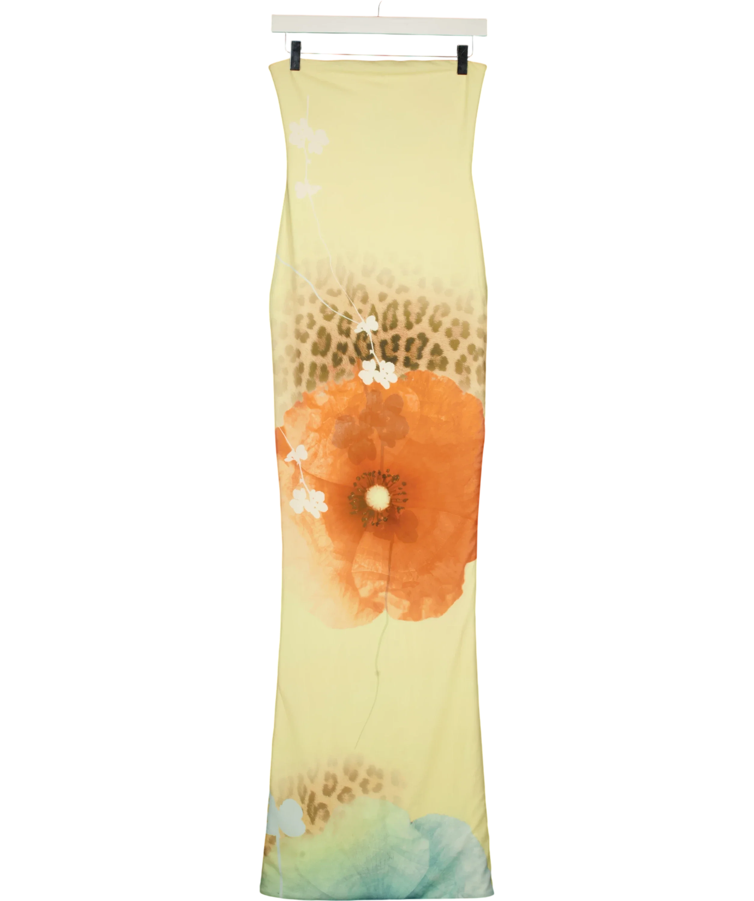 WANDERDOLL Cream Bonita Bandeau Maxi Dress Bloom Print, size UK S — front