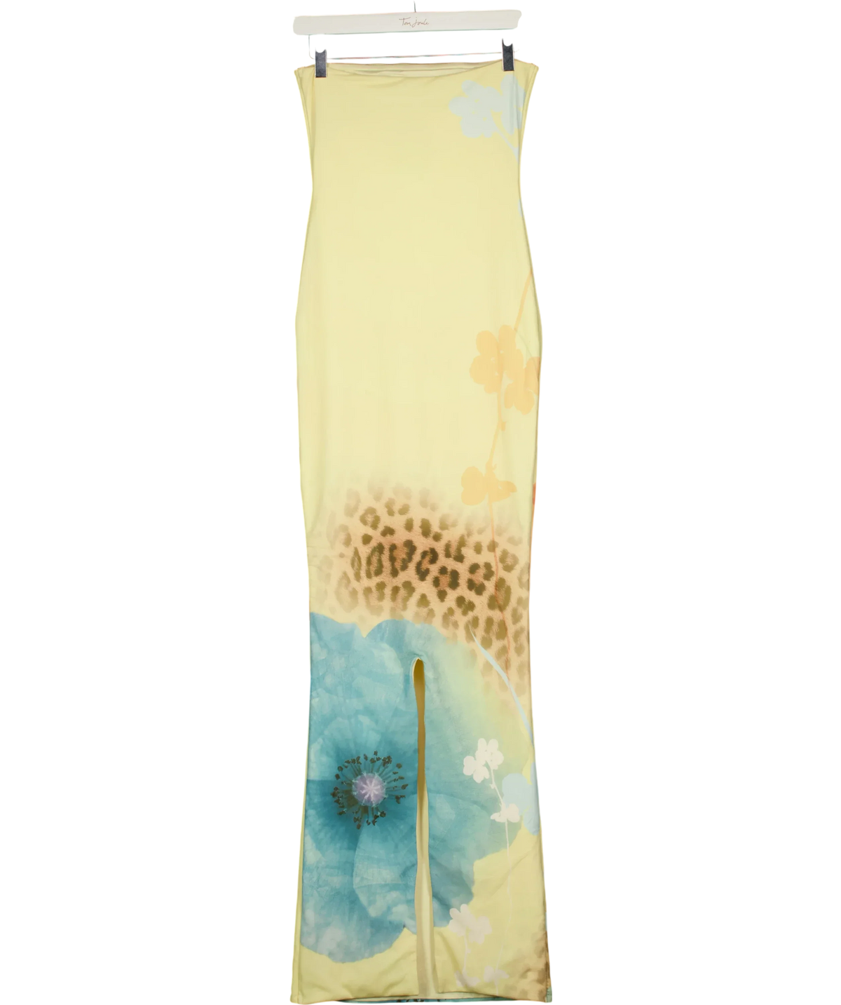 WANDERDOLL Cream Bonita Bandeau Maxi Dress Bloom Print, size UK S — back
