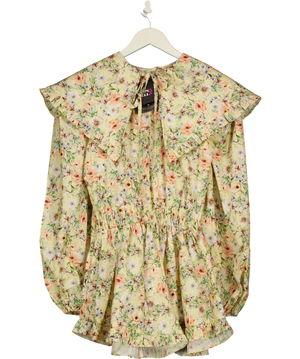 Gypsabella Penelope Yellow Floral Large Collar Playsuit One Size