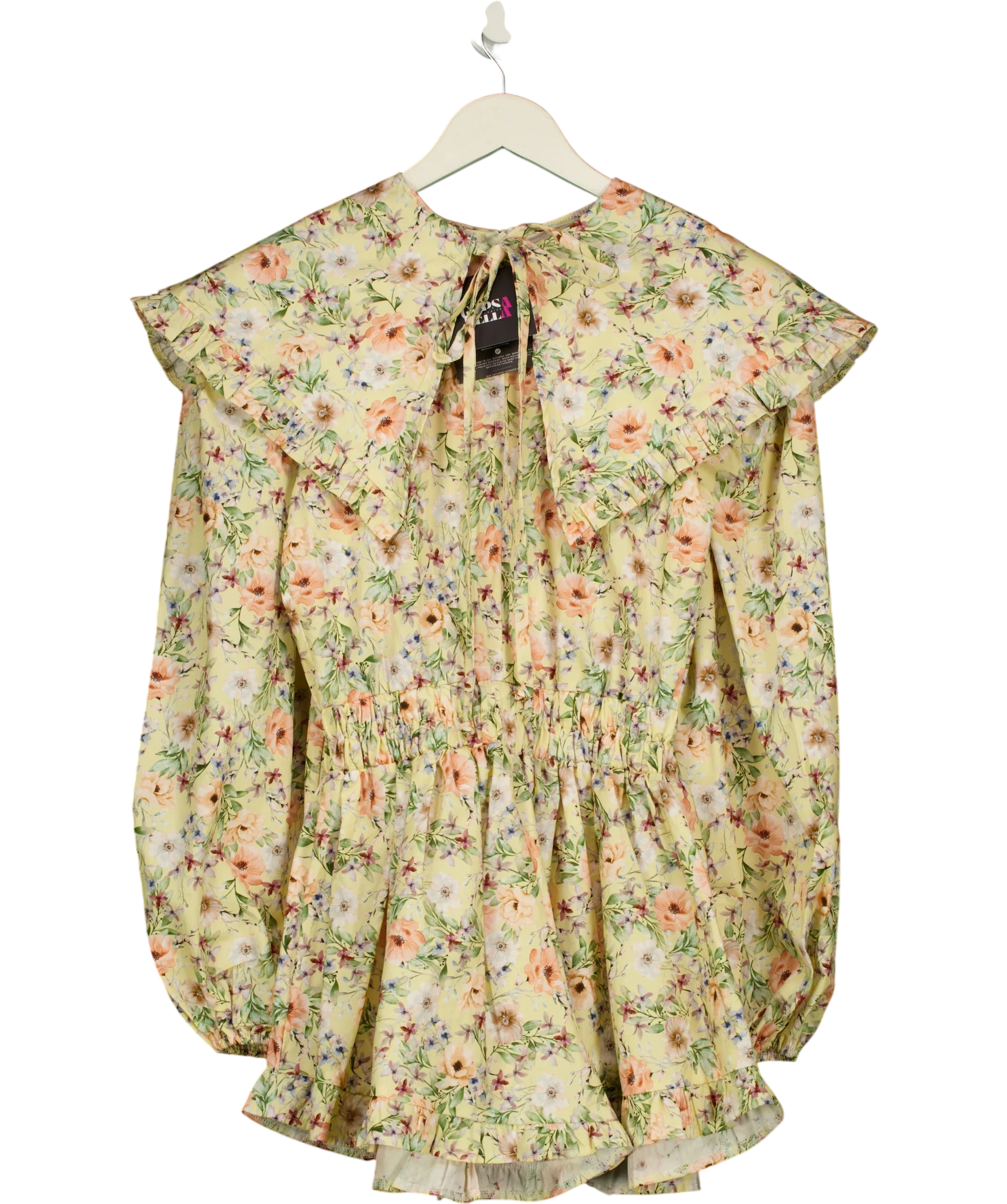 Gypsabella Yellow Penelope Yellow Floral Large Collar Playsuit — front