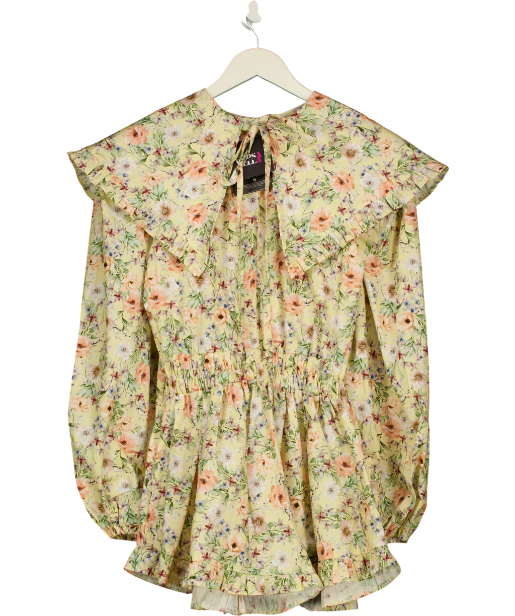 Gypsabella Yellow Penelope Yellow Floral Large Collar Playsuit — front