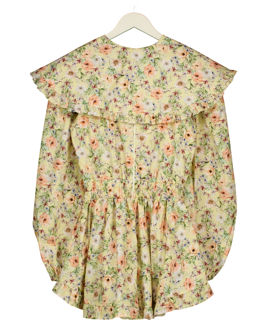 Gypsabella Yellow Penelope Yellow Floral Large Collar Playsuit — back