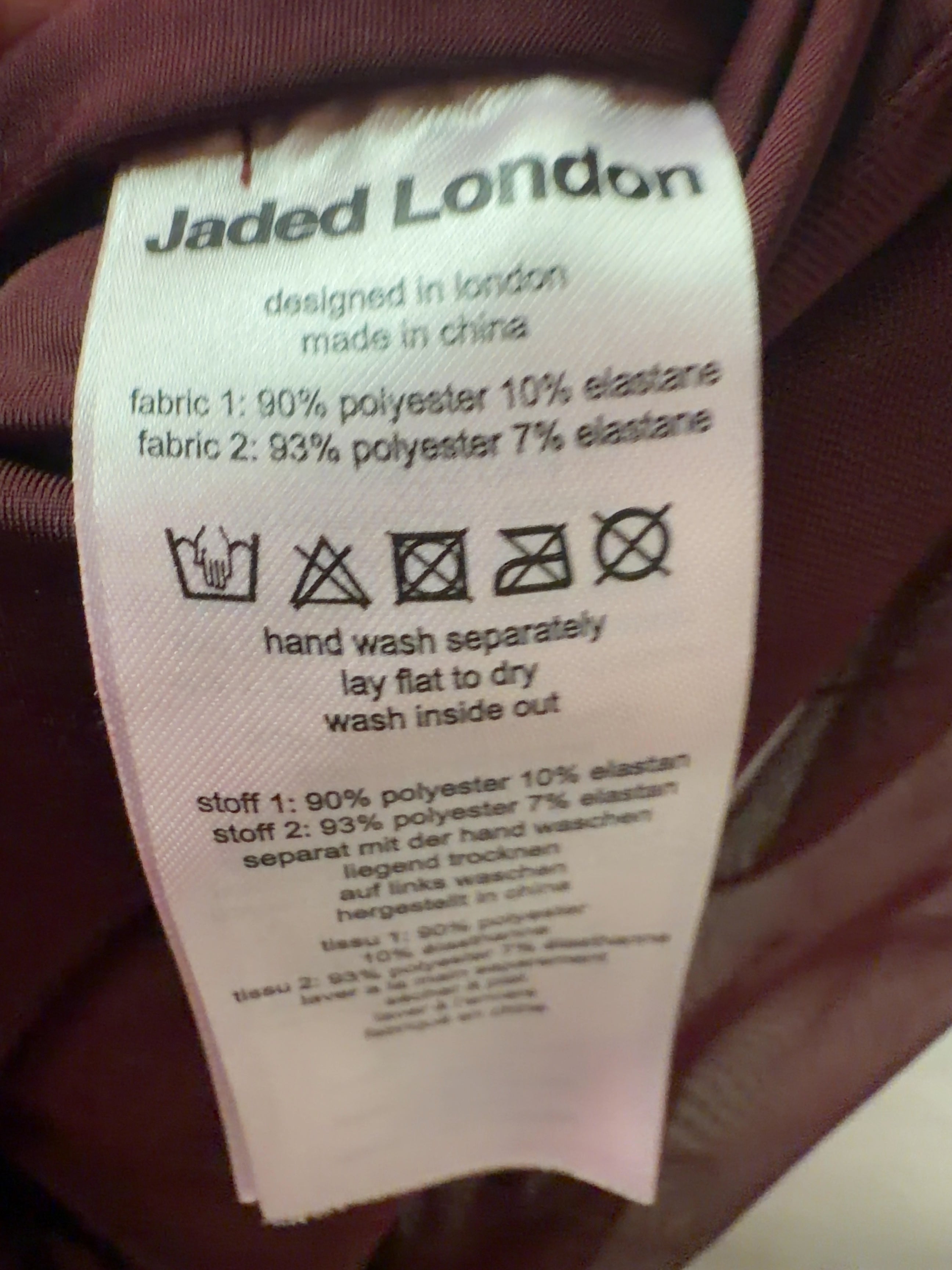 Jaded London Red Draped Vida Burgundy red Cut Out Maxi Dress, size UK 6 — label