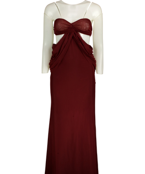 Jaded London Draped Vida Burgundy Red Cut Out Maxi Dress UK 6