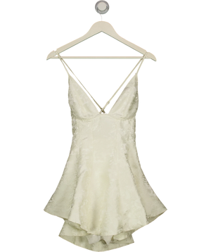 Babyboo Cream Jocelyn Ivory Floral Jacquard Plunge Halter Mini Dress UK S