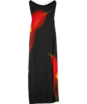 WHITE FOX Anthurium Print Cowl Neck Maxi Dress Black UK XS