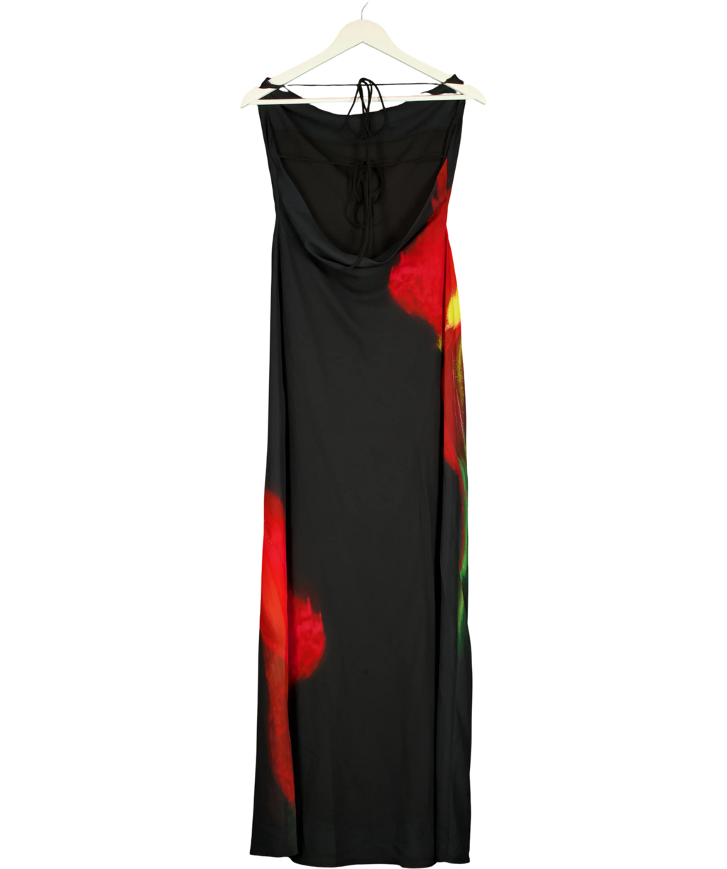 WHITE FOX Black Anthurium Print Cowl Neck Maxi Dress Black, size UK XS — back
