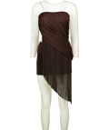 WHITE FOX Brown Man I Need Strapless Fringe Mini Dress Chocolate brown, size UK XS — front