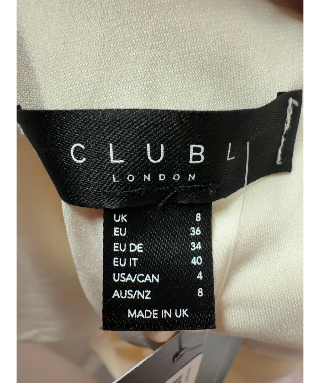 Club L Cream Cream Asymmetric One Shoulder Jumpsuit, size UK 8 — detail