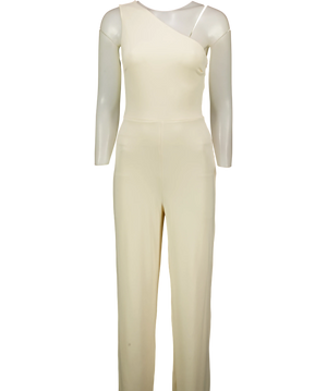 Club L Cream Asymmetric One Shoulder Jumpsuit UK 8