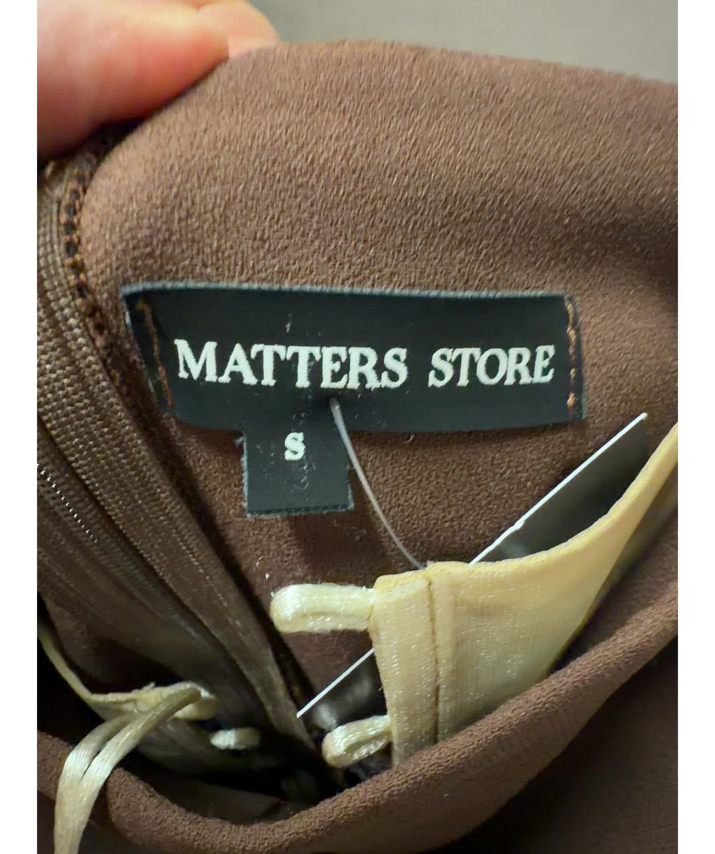 Matters Store Brown Monaco Brown Strapless Maxi Dress, size UK S — detail