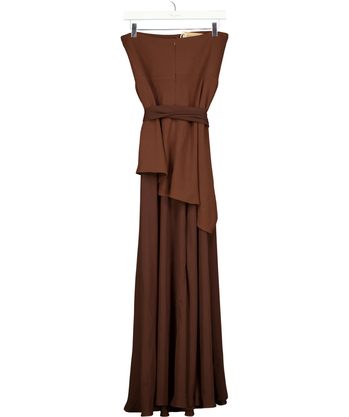 Matters Store Brown Monaco Brown Strapless Maxi Dress, size UK S — back