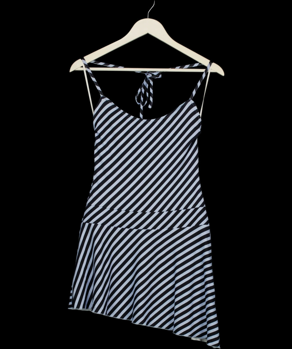 WHITE FOX Blue Sure Thing Asymmetric Striped Mini Dress Blue, size UK S — detail