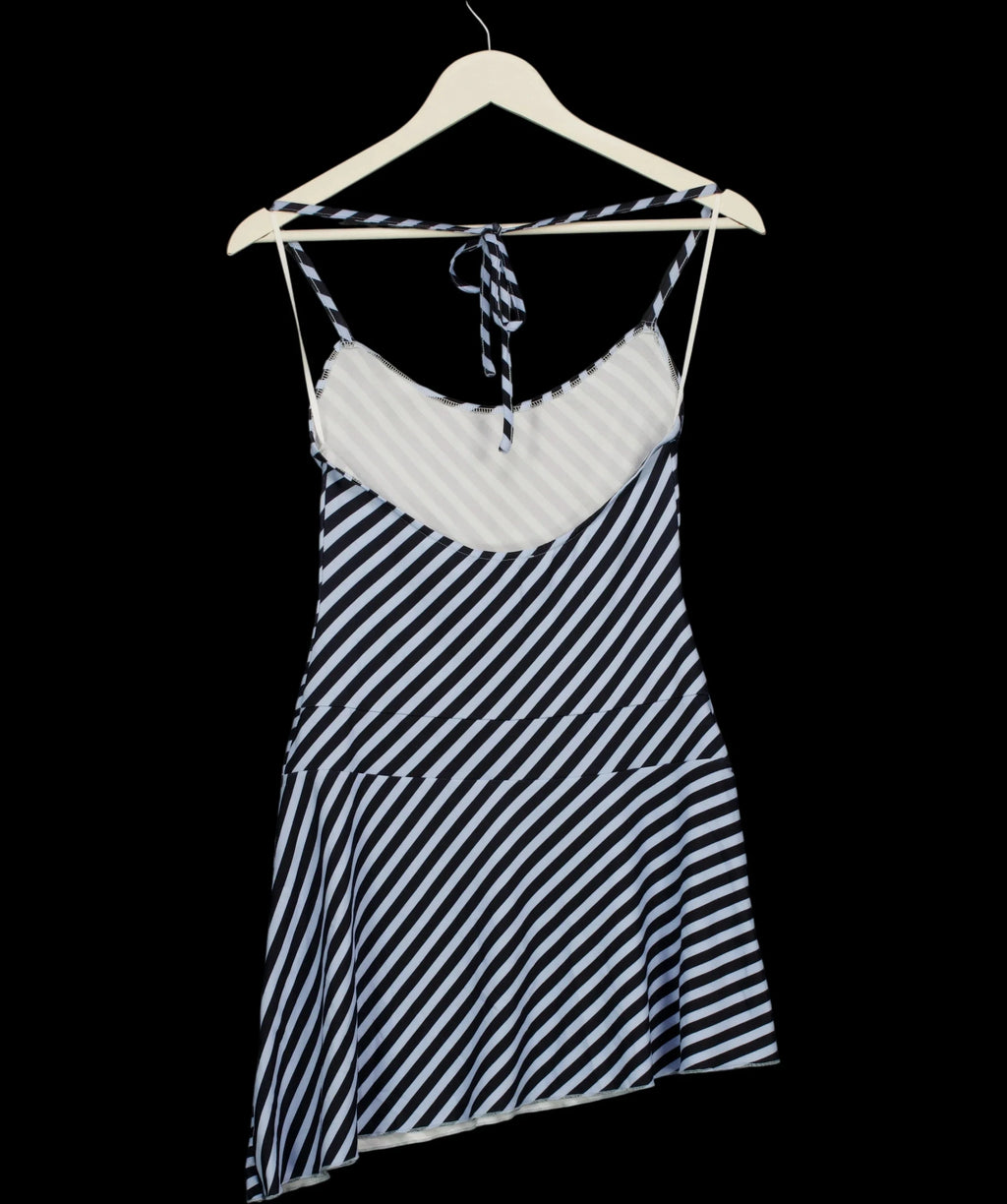 WHITE FOX Blue Sure Thing Asymmetric Striped Mini Dress Blue, size UK S — label