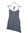WHITE FOX Blue Sure Thing Asymmetric Striped Mini Dress Blue, size UK S — front