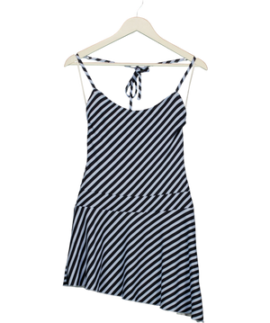 WHITE FOX Sure Thing Asymmetric Striped Mini Dress Blue UK S