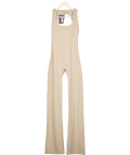 NKD Apparel Beige Cut-Out Back Flared Leg Jumpsuit Sand BEIGE, size UK S — front