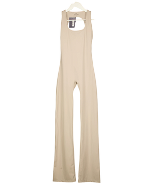 NKD Apparel Cut-out Back Flared Leg Jumpsuit Sand Beige UK S