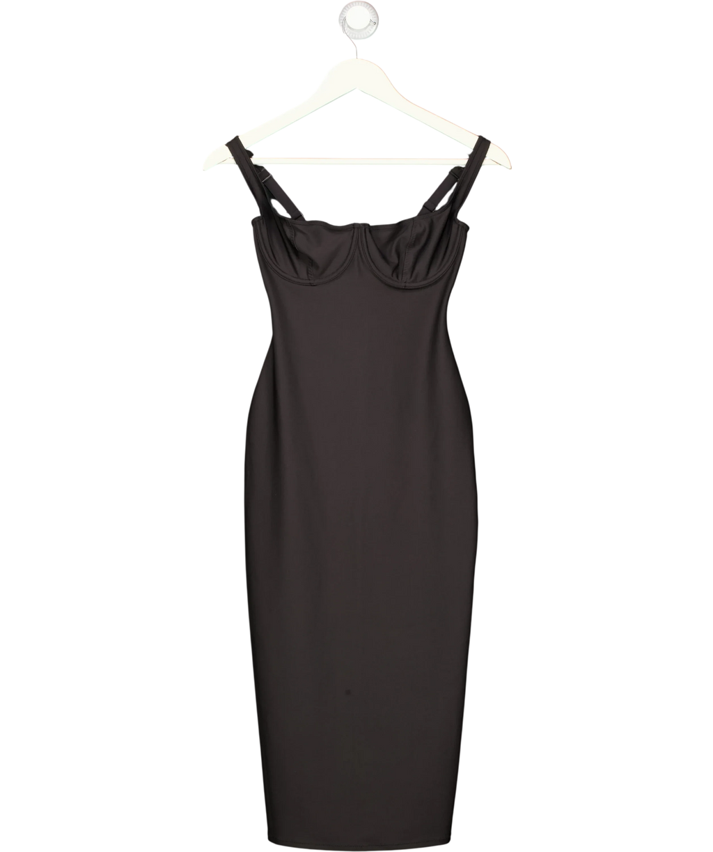 SKIMS Black Body Halter Midi Dress Onyx Black, size UK S — front