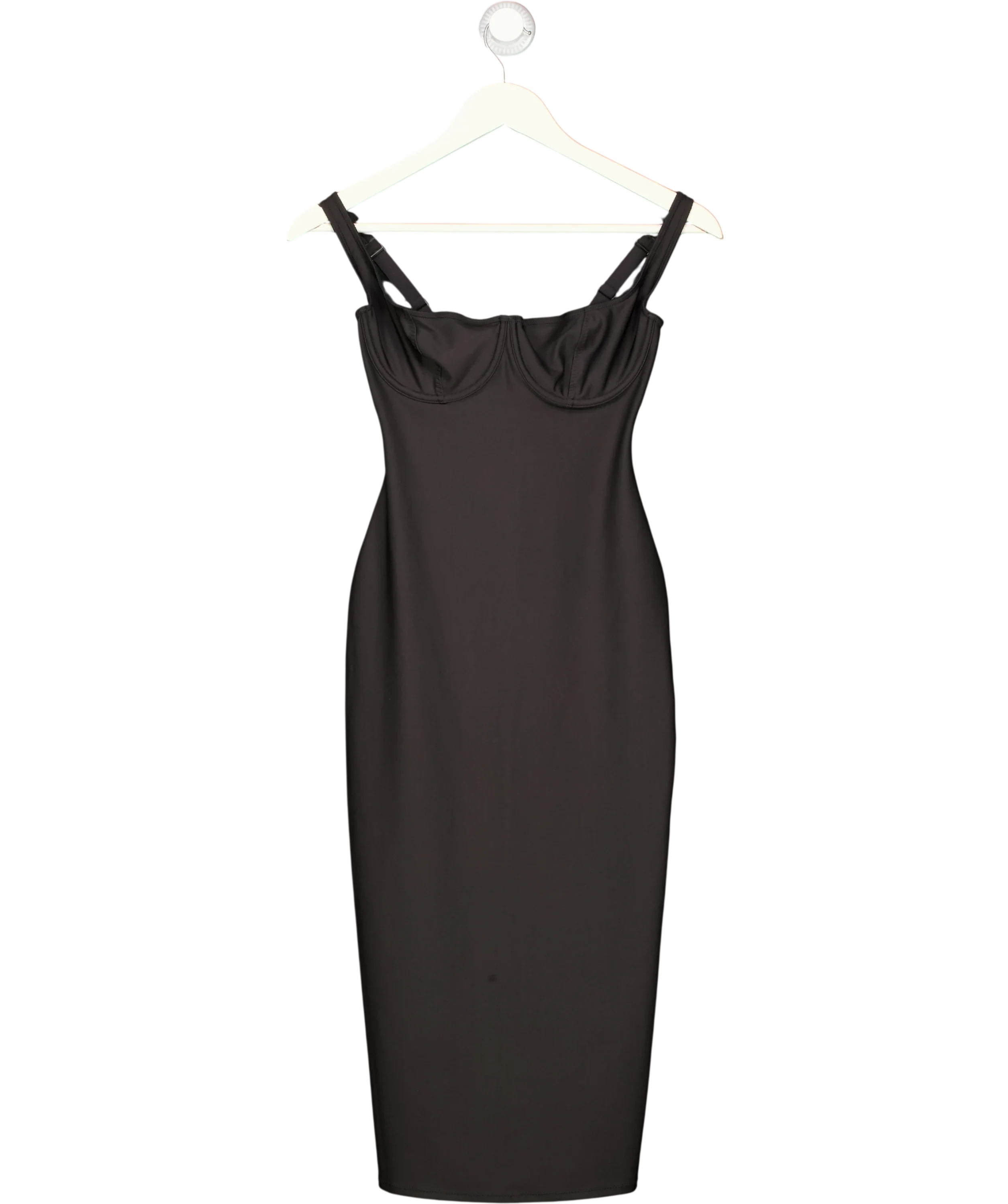 SKIMS Black Body Halter Midi Dress Onyx Black, size UK S — front