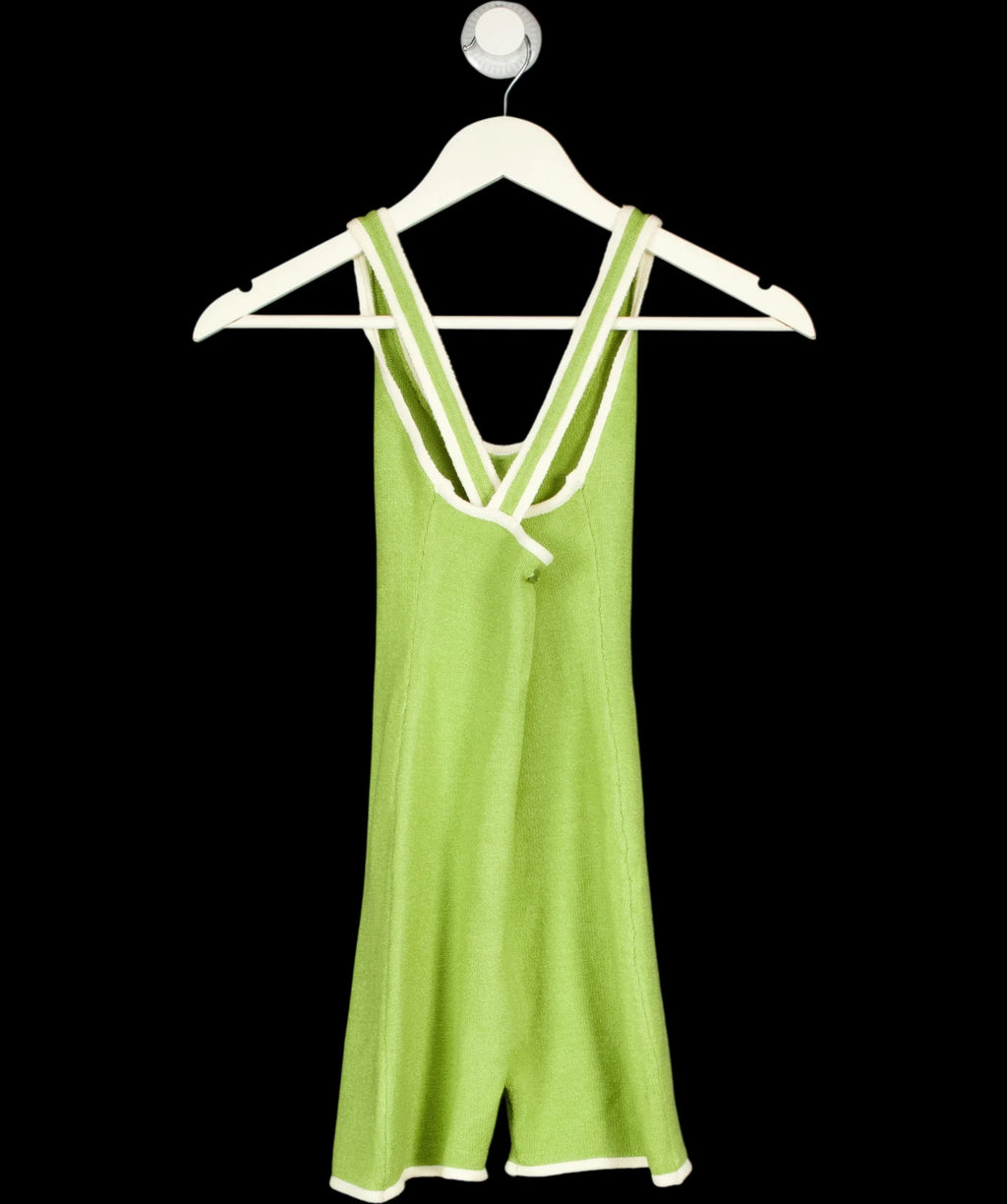 L'UNICO DESIGN Green Contrast Trim Knit Playsuit Green, size UK S — label