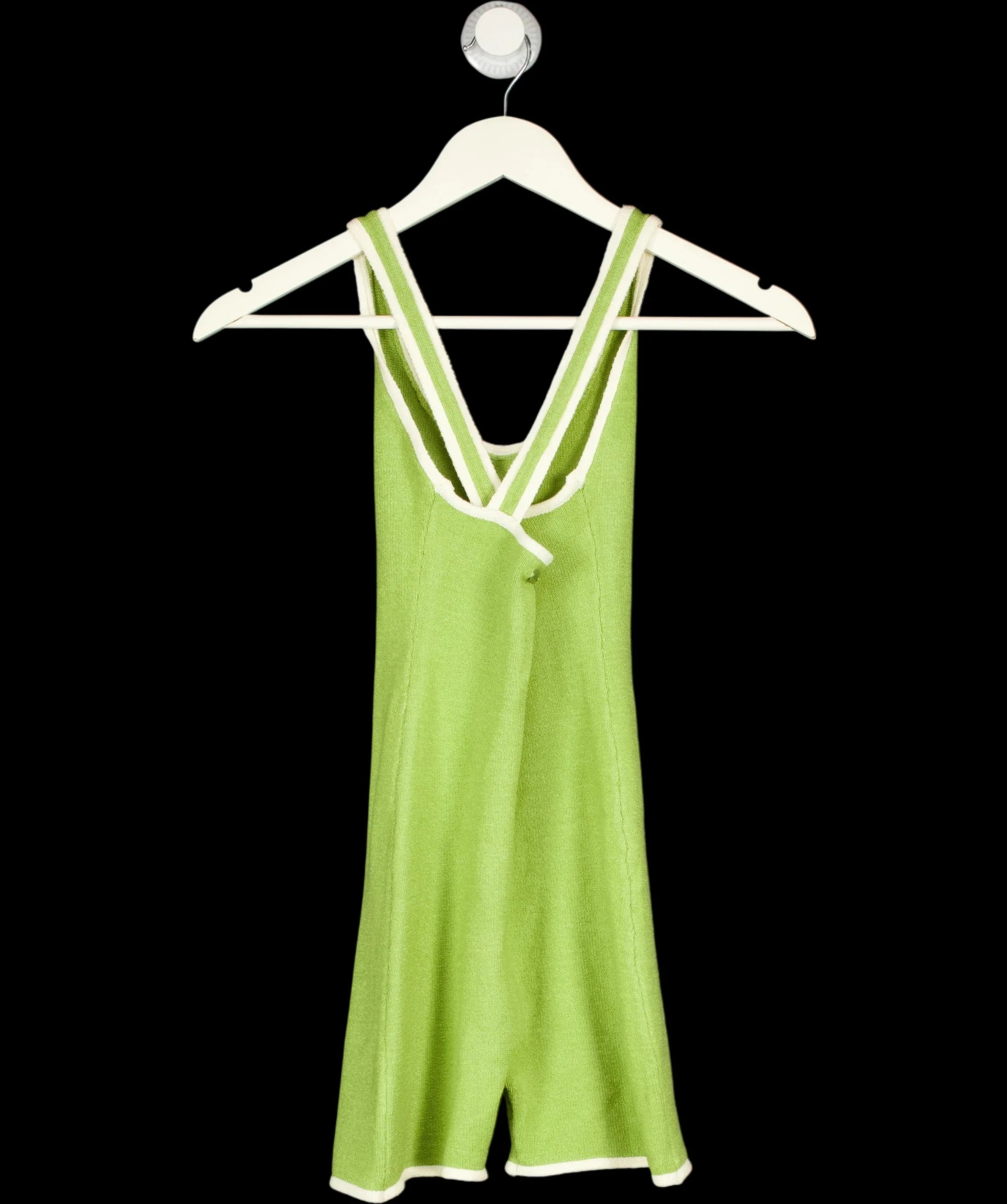 L'UNICO DESIGN Green Contrast Trim Knit Playsuit Green, size UK S — label