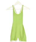 L'UNICO DESIGN Green Contrast Trim Knit Playsuit Green, size UK S — front