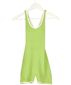 L'UNICO DESIGN Contrast Trim Knit Playsuit Green UK S
