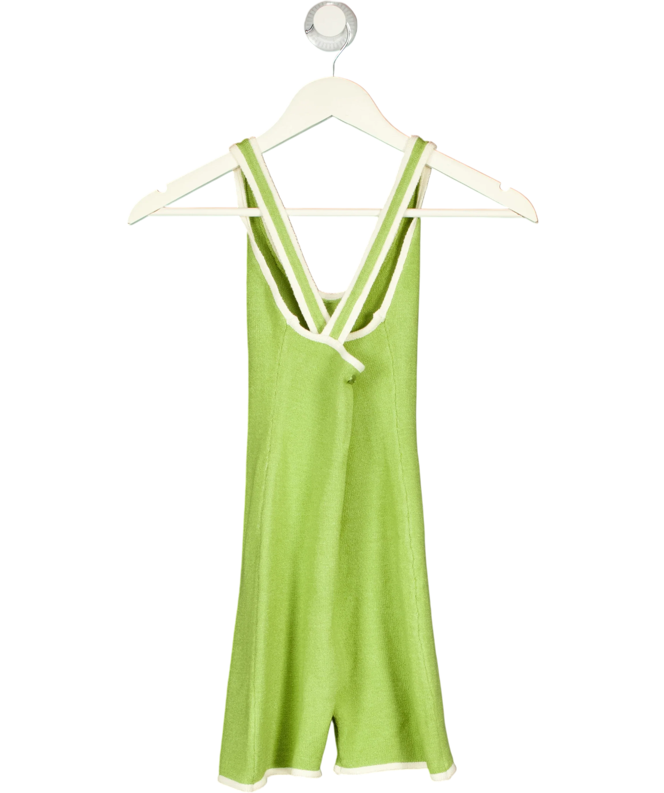 L'UNICO DESIGN Green Contrast Trim Knit Playsuit Green, size UK S — back