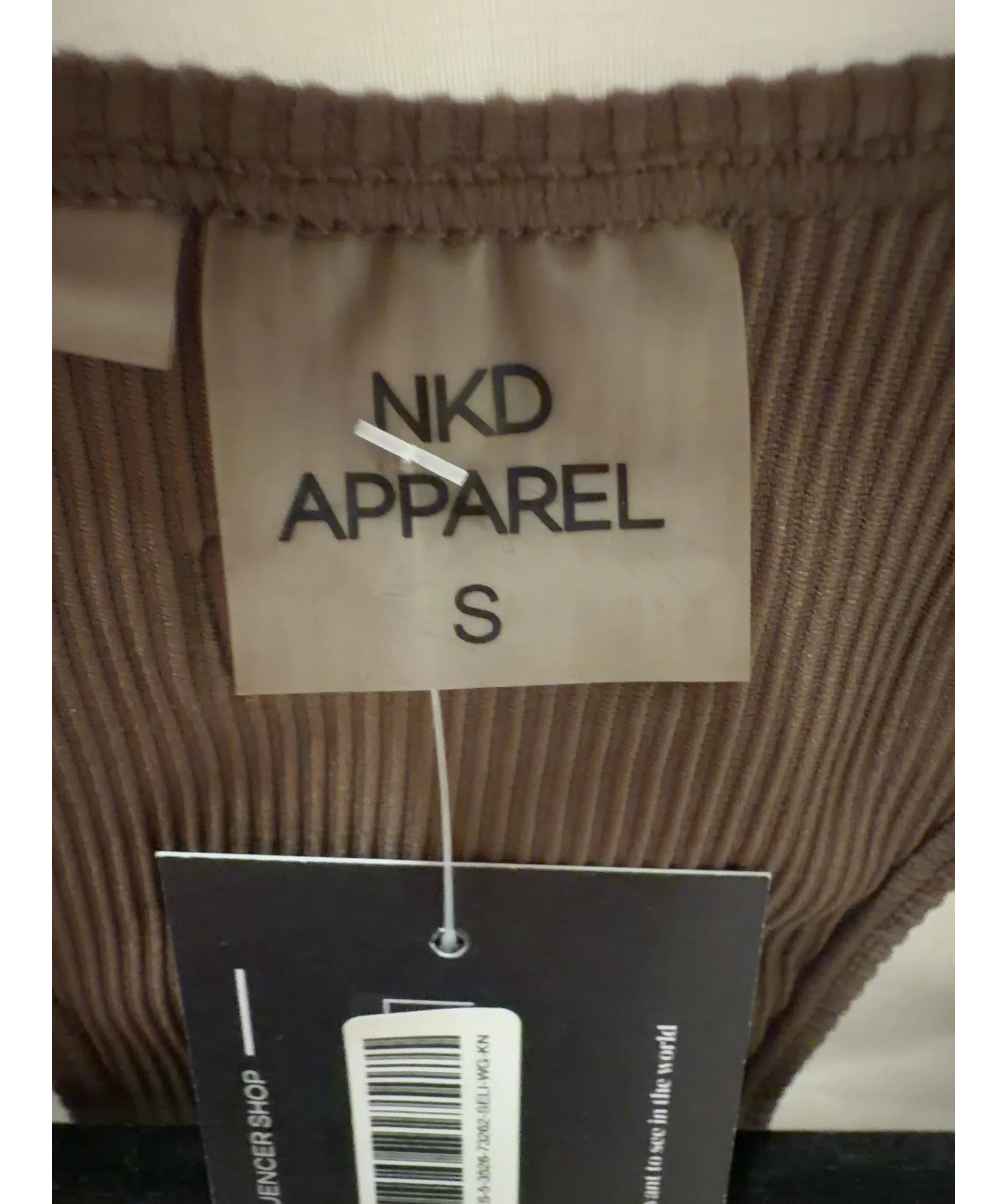 NKD Apparel Brown Brown Ribbed Square Neck Jumpsuit, size UK S — detail