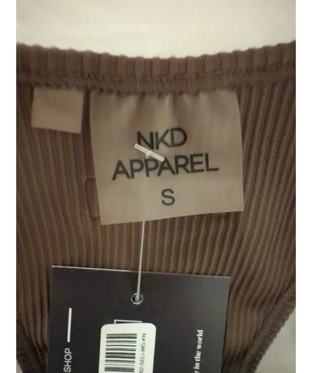 NKD Apparel Brown Ribbed Square Neck Jumpsuit UK S — Materials