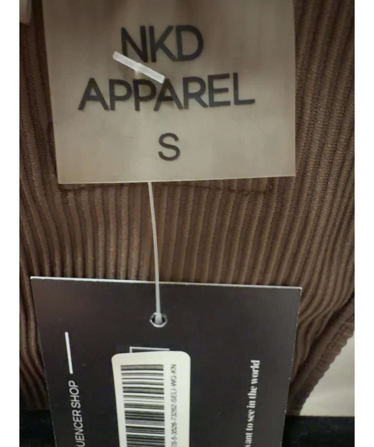 NKD Apparel Brown Ribbed Square Neck Jumpsuit UK S — Size