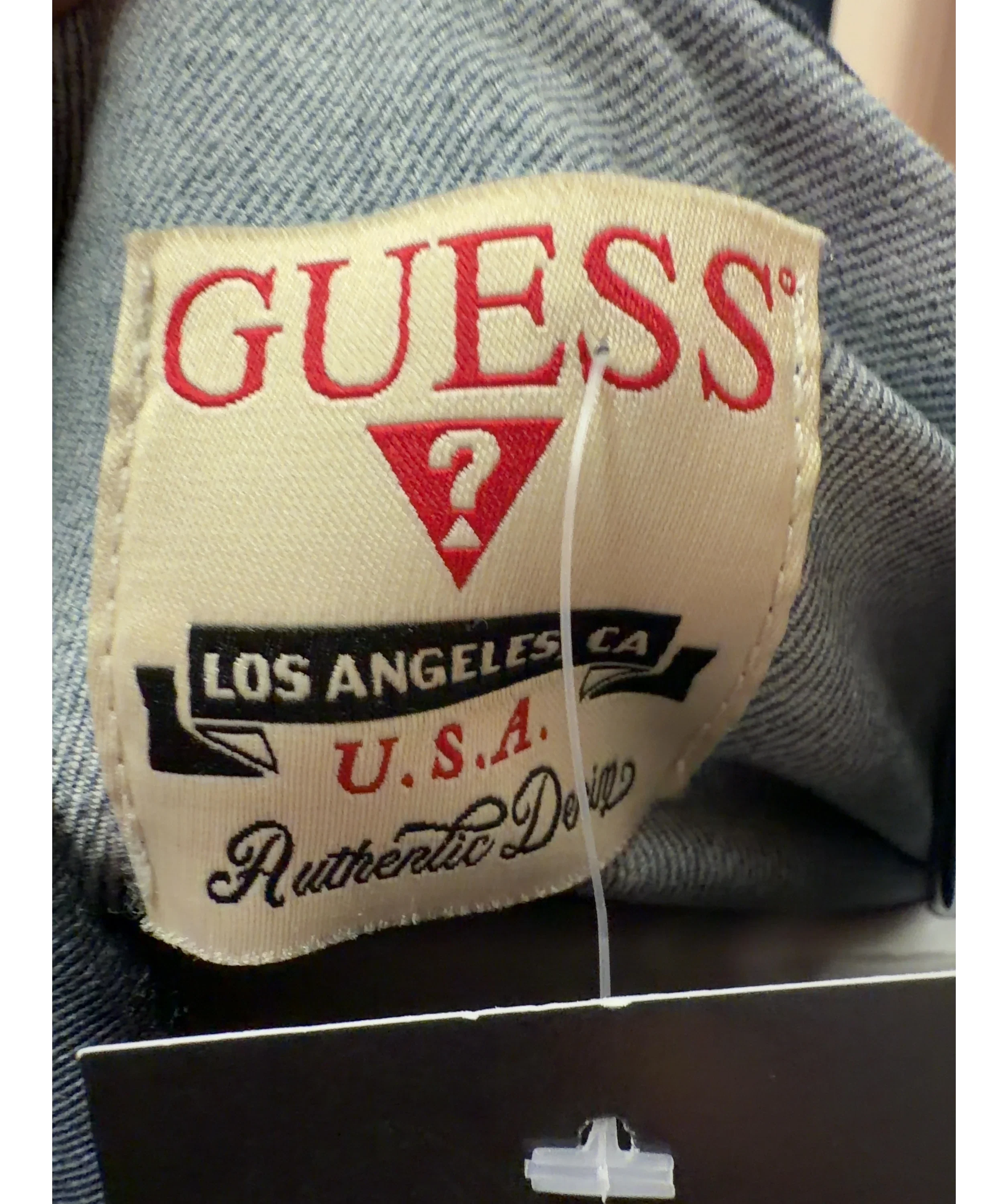 Guess Blue Eco Western Denim Shacket & HIGH RISE WIDE LEG JEANS, size UK S — detail