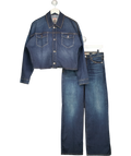 Guess Blue Eco Western Denim Shacket & HIGH RISE WIDE LEG JEANS, size UK S — front