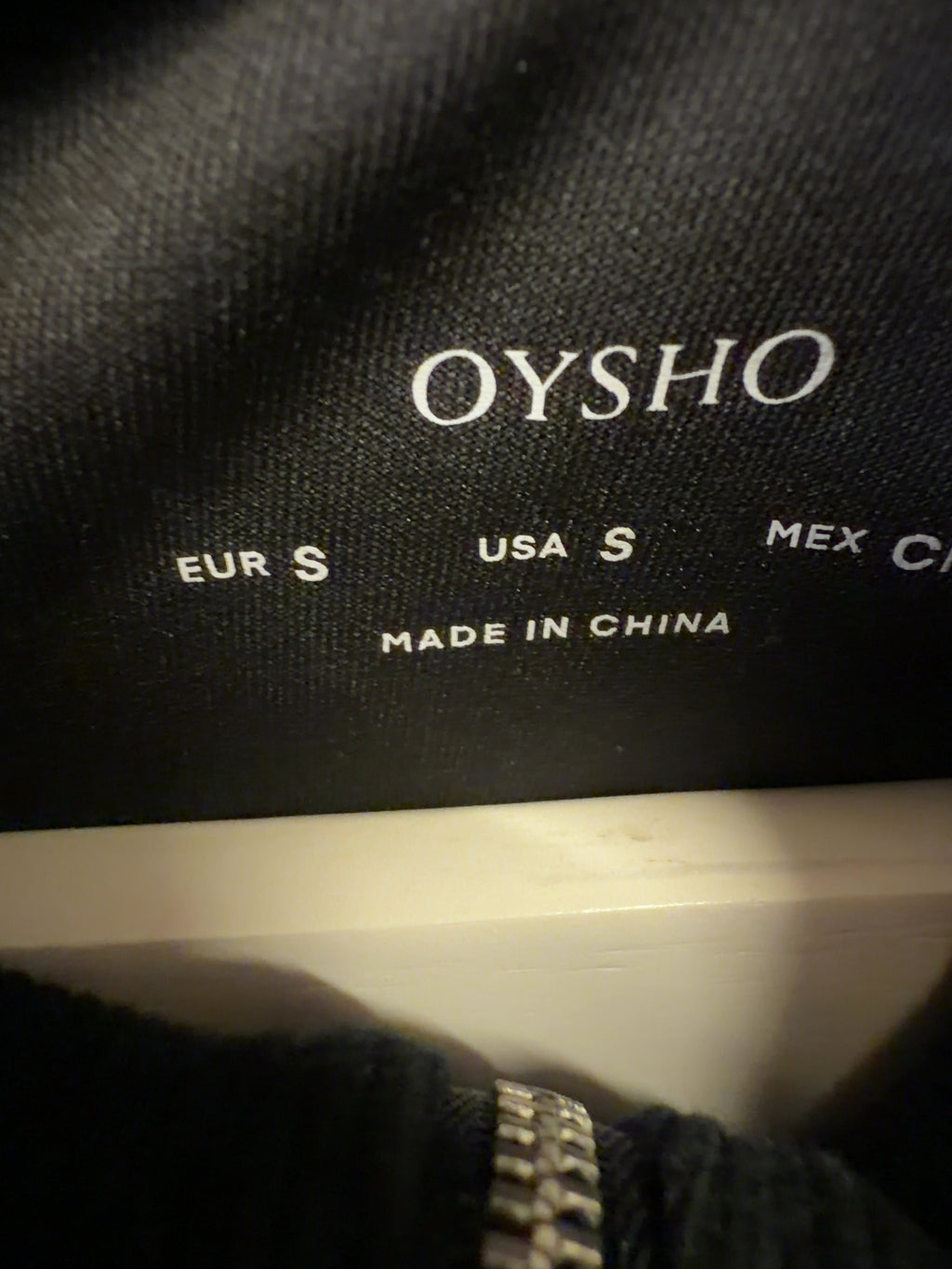 Oysho Black Colour, size UK S — care label