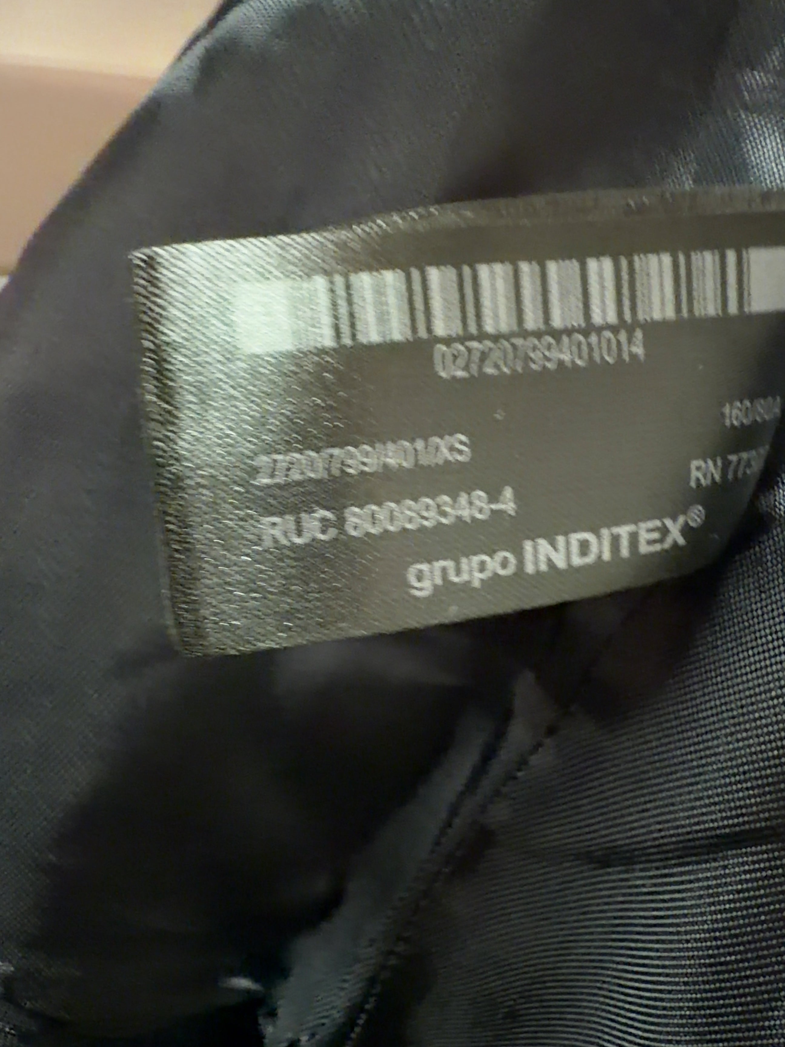 ZARA Blue Collection Striped Linen Blend Jacket & Trousers Set Navy Blue, size UK XS — label
