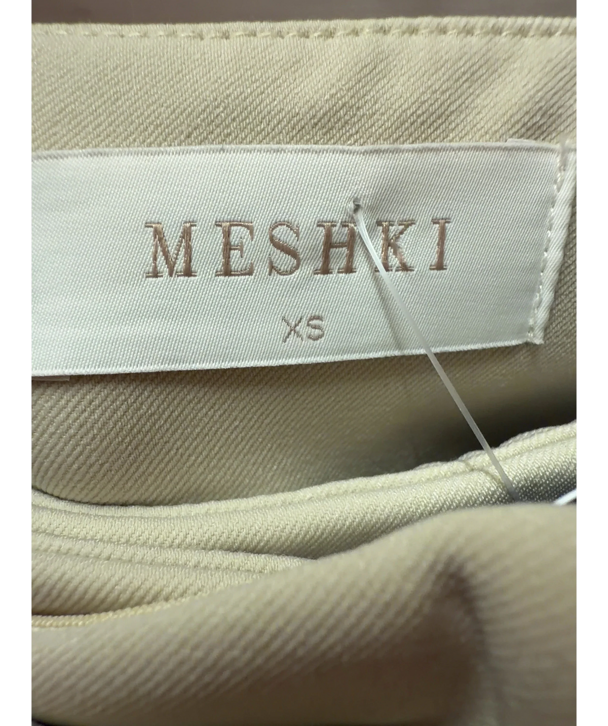 Meshki Beige Cream Strapless Top (XXS) And Wide Leg Trousers Suit Set UK UK XXS/XS — Brand