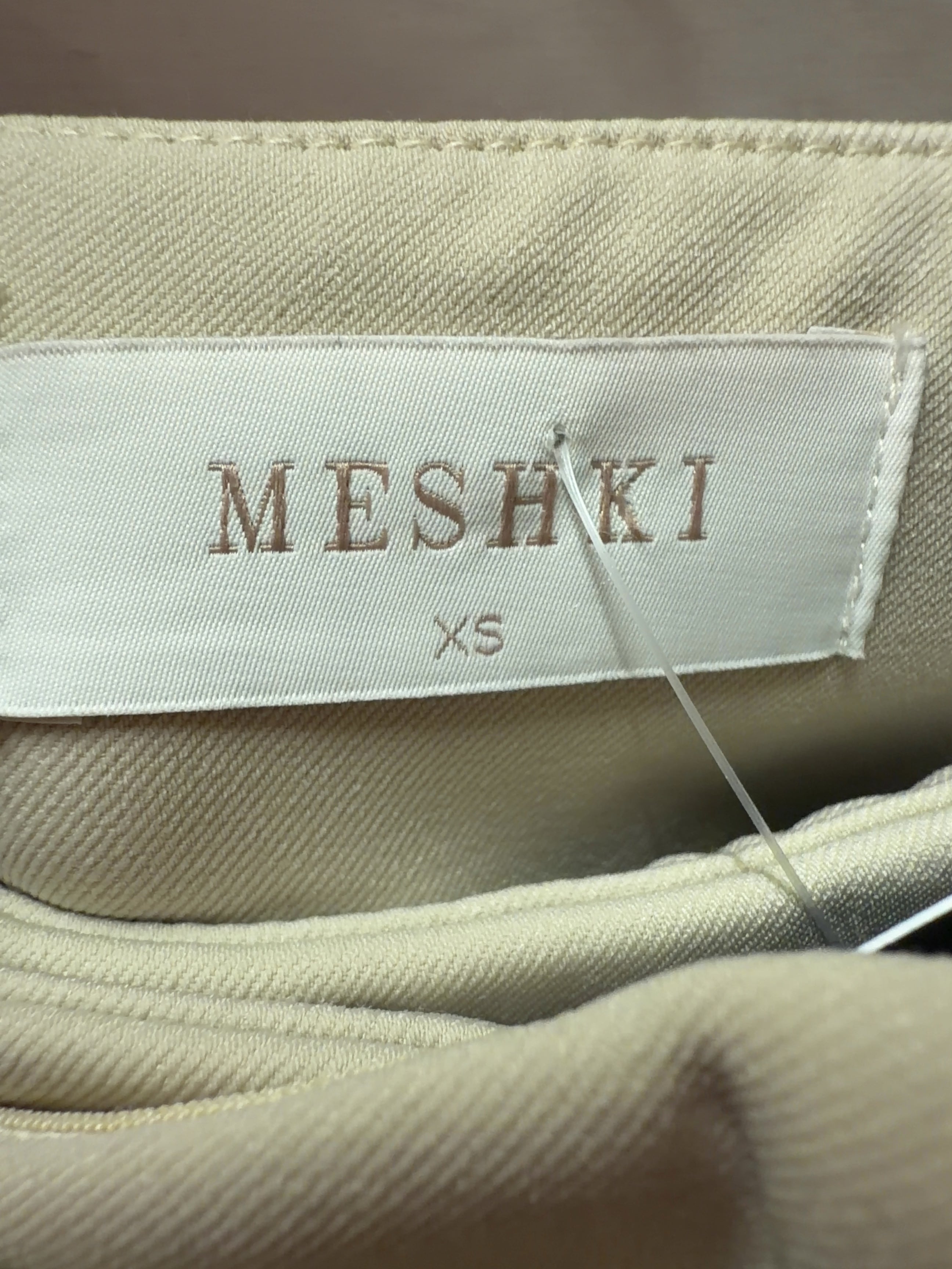 Meshki Beige Cream Strapless Top and Wide Leg Trousers Suit Set, size UK XS — care label